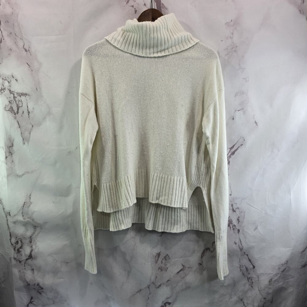 By Anthropologie Sweater Womens XS White Turtleneck Cropped Drop Shoulder Wool